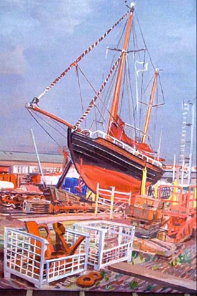 Helling met zeilkotter